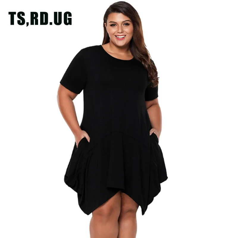 TSRDUG Women'S Dress Summer Big Sizes Elegant Casual 2018 Plus Size Festa Party Red Black Dresses B781 | Женская одежда
