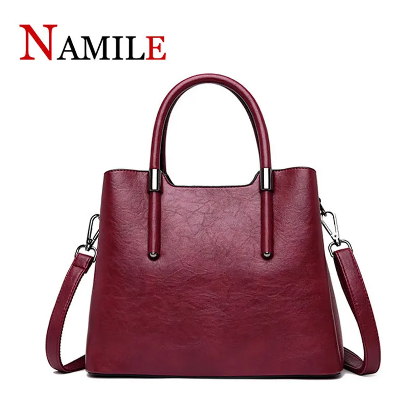 2019 Новая Кожаная Сумка Большая вместительная Дамская Портативная сумка