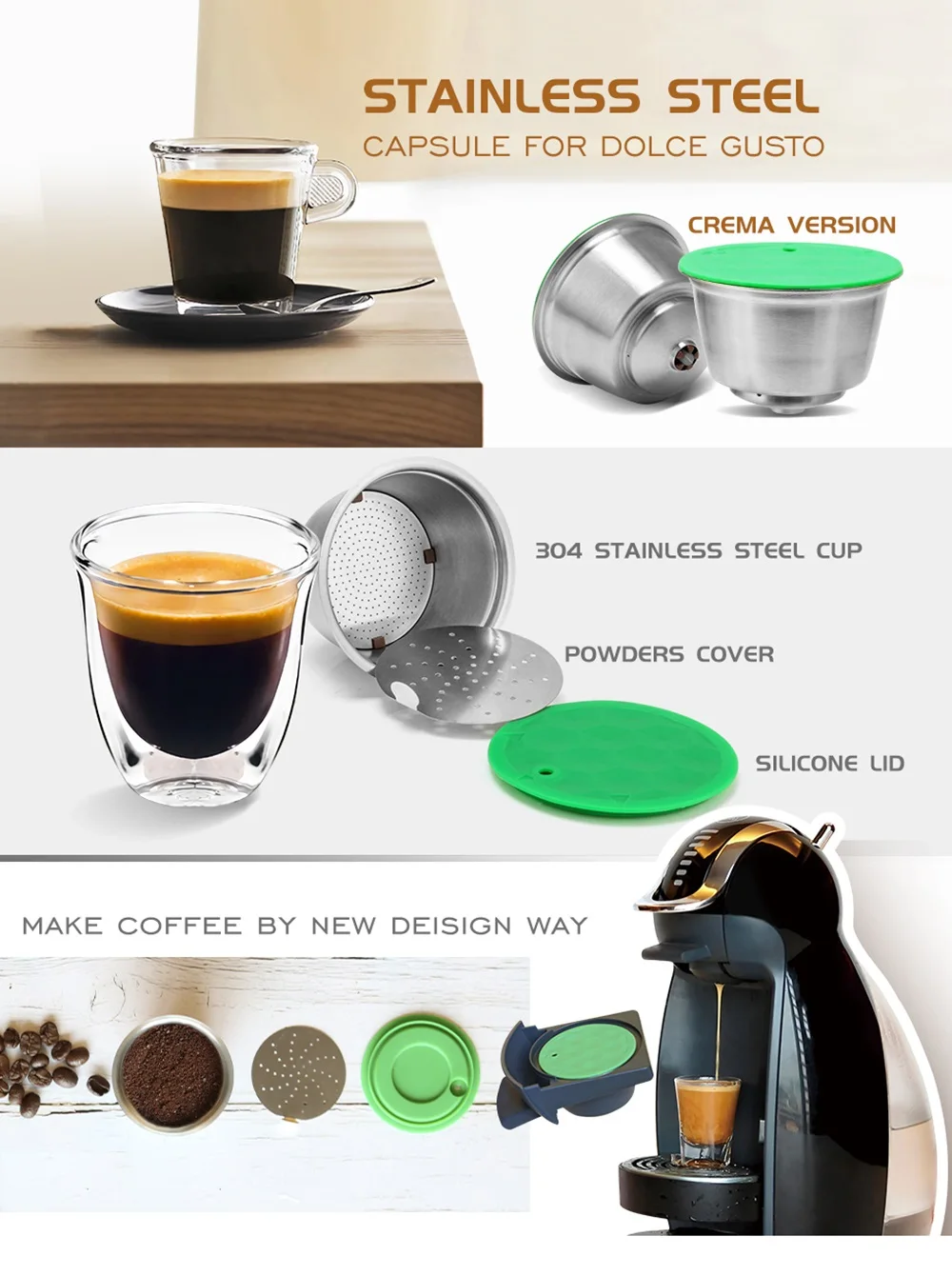Многоразовые кофейные капсулы для nescafе из нержавеющей стали, капсульные капсулы, капсулы Crema, Перманентный кофейный фильтр