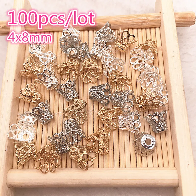 100 шт ювелирные аксессуары в виде бусин, колпачки, средние винные стаканы, серебро/золото/тусклое серебряное покрытие для DIY браслетов и ожерелий