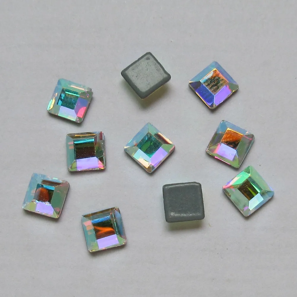 small square 4mm Высокое качество Кристалл AB исправление стразы особой формы камни железа на плоской задней части горячей фиксации кристаллы для украшения свадебного платья - Цвет: small square 4mm