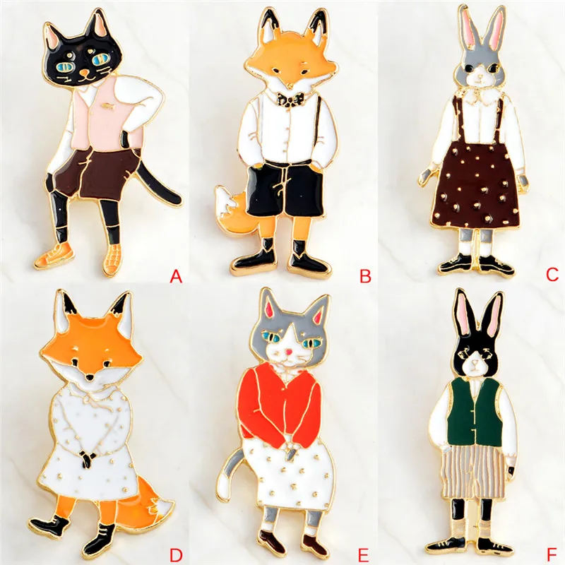 Новинка брошь лисичка в виде кота котенка кролика эмалированная булавка