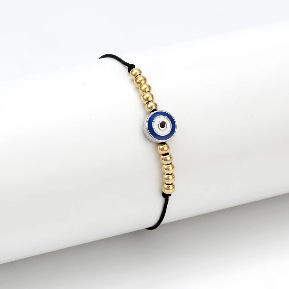 EVIL EYE Плетеный Канатный браслет с подвесками золотые бусины турецкий синий глаз цепочка-браслет в виде веревки ювелирные изделия ручной работы для женщин EY6298