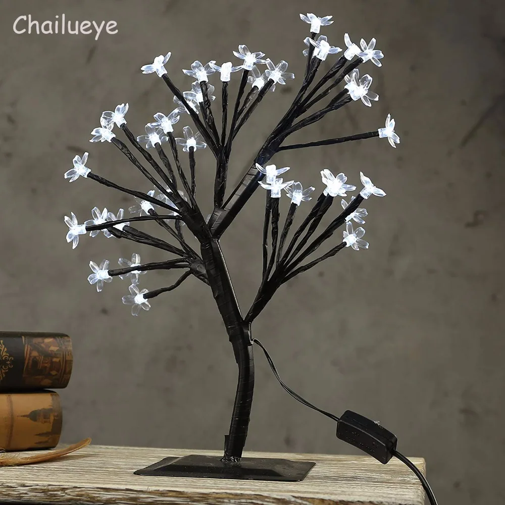 

LED Cherry Blossom Tree Branches Table Lamps Night Lights Luminarias Holiday Lighting Kids Bedroom Party Indoor Home Decoration