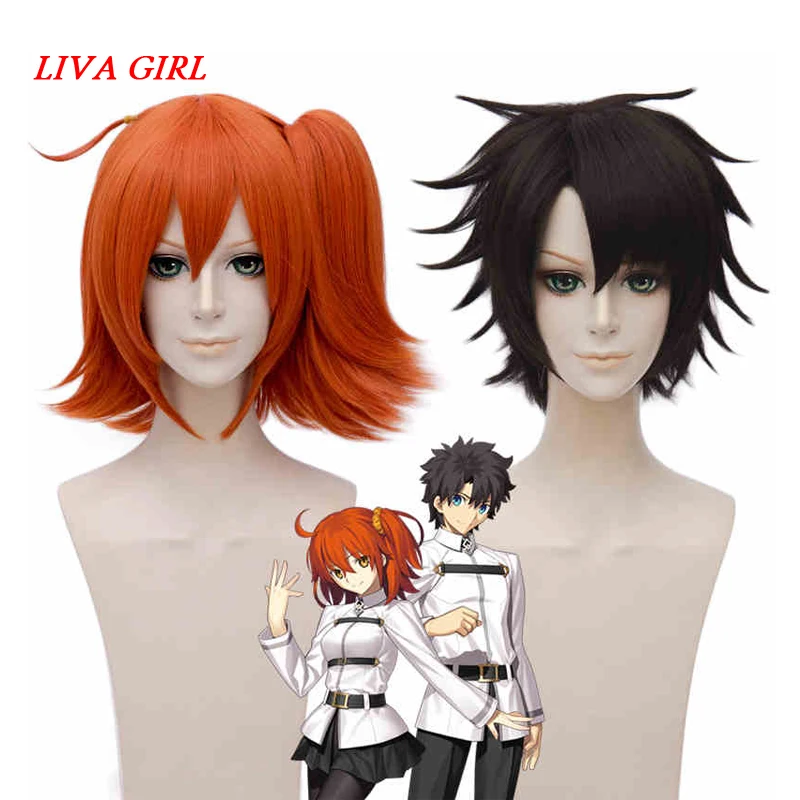

LIVA GIRL Anime Fate/Grand Order Fujimaru Ritsuka Natural Wave Orange and Black Synthetic Cosplay Wig With Cap Halloween