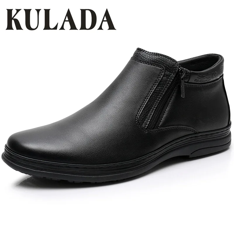 black-503-1A KULADA Новая Мужская обувь из замши высокие Quantiy ботильоны Для мужчин двойной боковой молнией повседневные ботинки Для мужчин прогулочная удобная обувь - Цвет: black-503-1A