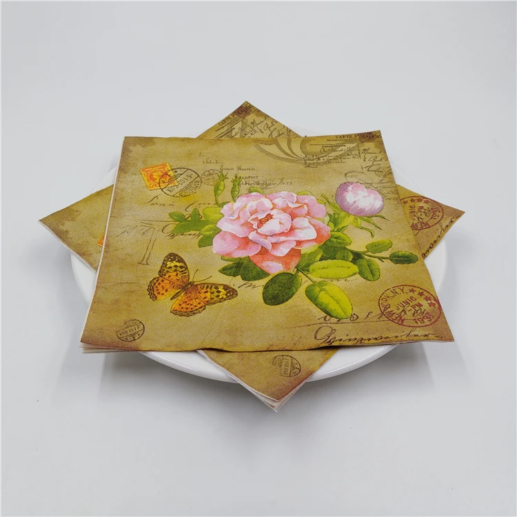 20 винтажных салфеток для стола бумажные салфетки розовые розы цветы синяя птица