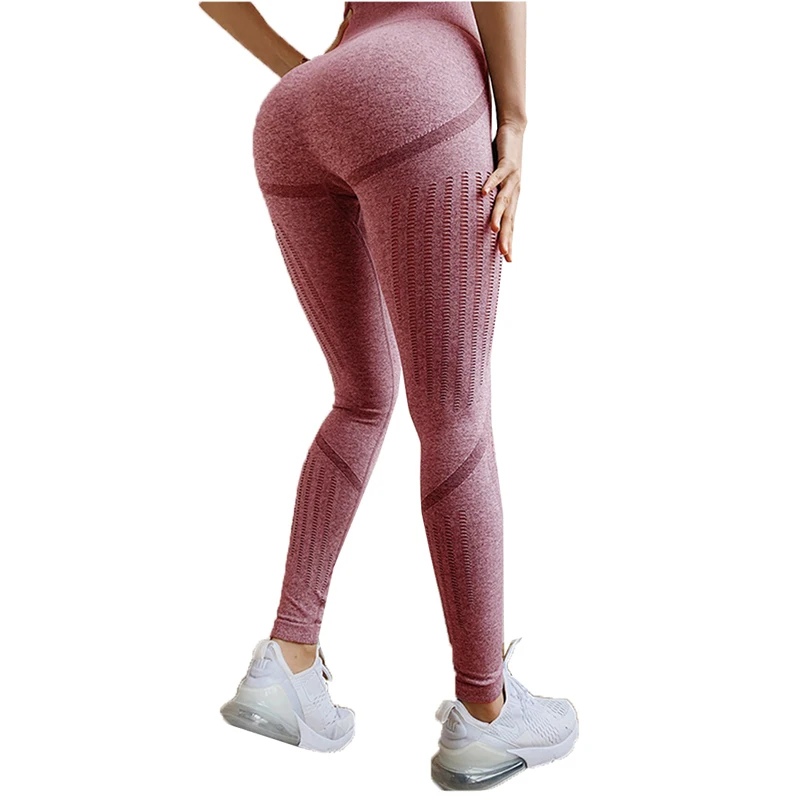 Pink 10 шт/лот оптом Бесшовные Женские Штаны Для Йоги эластичные, высокая посадка колготки спортивные штаны пуш-ап для бега Тренажерный Зал Фитнес Леггинсы - Цвет: Pink