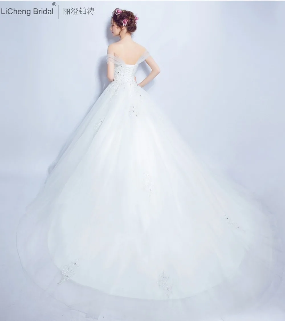 Sexy off shoulder Wedding Dresses 2017 tulle bridal dress lace crystal wedding gowns turkey long ball gown robe de marriage | Свадьбы и