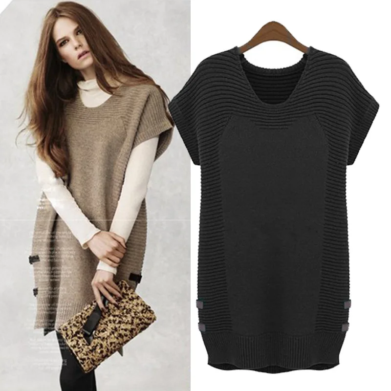 Clobee Plus Size 5XL 2019 Winter Women Sweater Tunic Slimming long Pullover Short Sleeve Pullovers ukraine | Женская одежда
