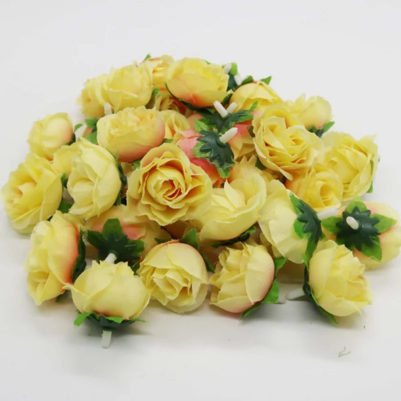 K 50pcs 3cm Artificial Flowers Silk Flower Roses Small Tea Bud Flowers Hand Made Diy Head Garlands For Wedding Home Decoration - Цвет: K