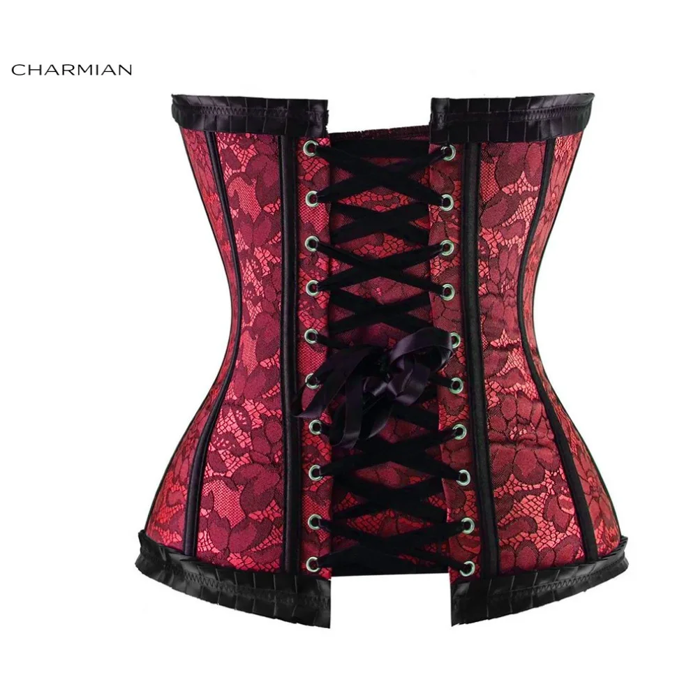 Женский сексуальный черный цветочный кружевной корсет Charmian бурлеск без бретелек