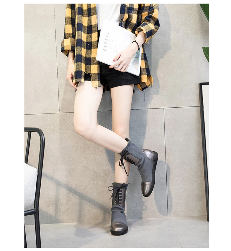 Women's Boots Autumn Winter Genuine Leather Mid-Calf Boots For Woman Winter Shoes Ladies Black Flat Boot Autumn Casual Shoe