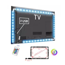5 в USB СВЕТОДИОДНАЯ подсветка под шкаф Гибкая RGB ТВ PC лампа светодиодный скотч нет-Водонепроницаемый для шкафа HD ТВ фон Смещенный декор 1 м 2 м 3 м