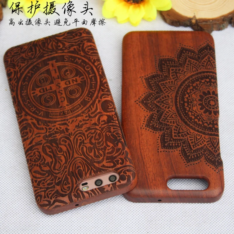2018 Роскошные для Huawei Ascend P10 случае qimei натурального бамбука и дерева Shell обложка