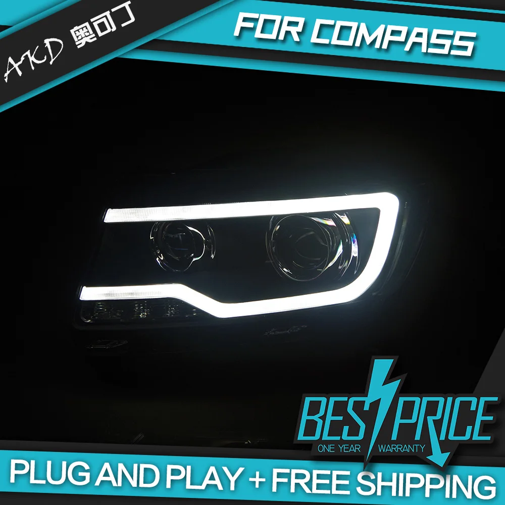

Car Styling for Compass Headlights 2011-2016 LED Headlight LED DRL Dynamic Signal Hella 5 Bi-Xenon Projector Lens Hid D2H