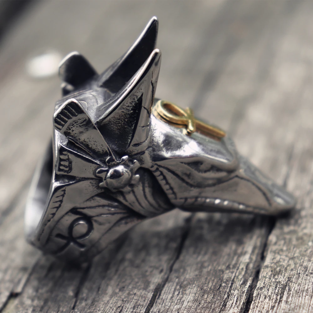 Античное египетское Anubis Ankh Cross Кольцо амулет мужские панк Рок байкерские кольца