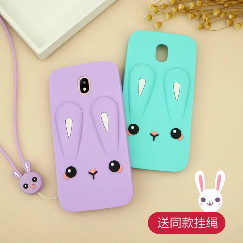 Прекрасные мягкие ТПУ Силиконовые Карни Чехол для телефона с кроликом samsung Galaxy J7