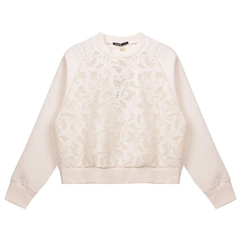 Свитшот в стиле Харадзюку кружевная Короткая Толстовка с капюшоном милый