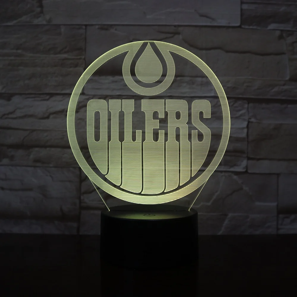 Oilers Hockey Team 3D LED ночник голограмма иллюзия Лампа для детей декор спальни друзья