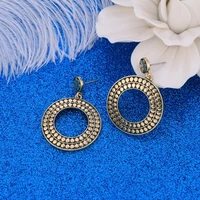 exaggerated big round earrings for women vintage black gold circle earrings fashion jewelry statement accessory 2019 prom gift
