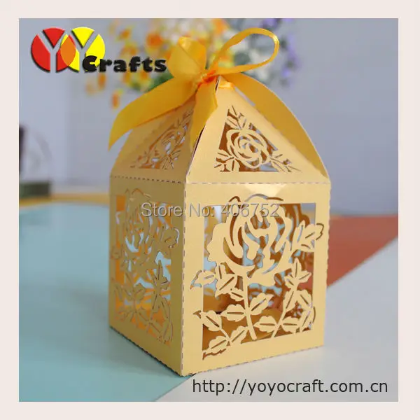 

50pcs Nice Lace Laser Cut Custom Rose Wedding Chocolate Candy Boxes Model
