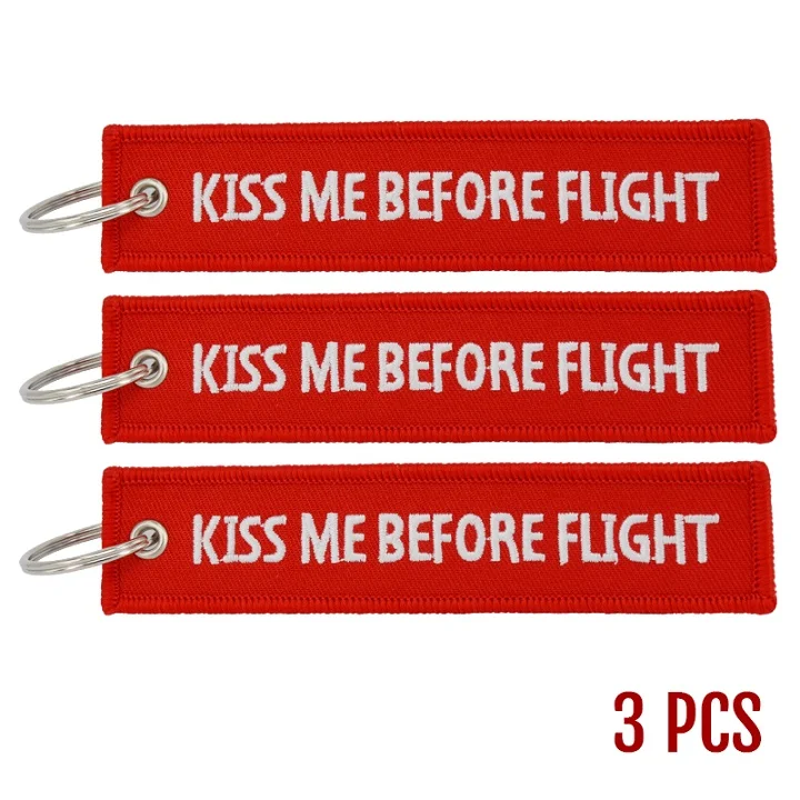 3 PCS 3 шт./партия, Kiss Me, перед полетом, брелок, этикетка, Красная Вышивка, брелок, багажная бирка, цепь для авиационных подарков, автомобильный брелок для женщин - Цвет: 3 PCS