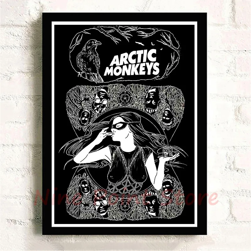 Рок-Группа Arctic Monkeys с белым покрытием бумажные плакаты настенные домашний бар плакаты домашний Декор подарок бескаркасные - Цвет: Зеленый