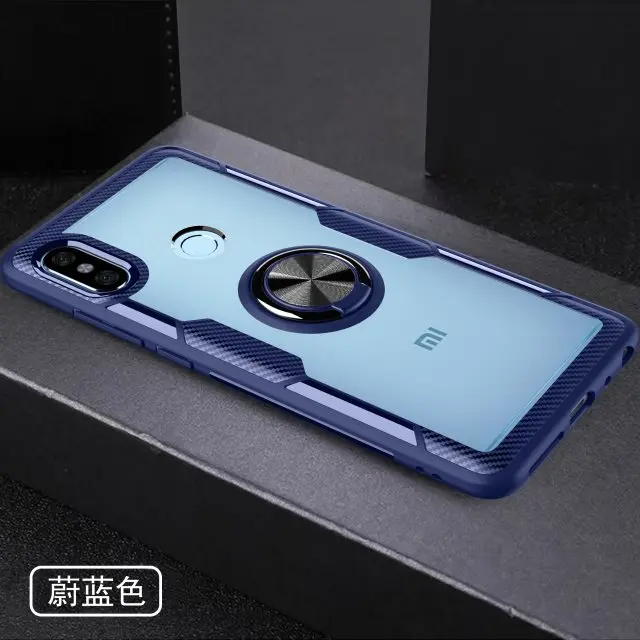 Синий Чехол для Xiaomi Redmi Note 7, M1901F7C, прозрачный поликарбонат+ углеродное волокно, полное защитное кольцо, магнетизм для Redmi Note 7, чехол 6,3 дюйма - Цвет: Синий