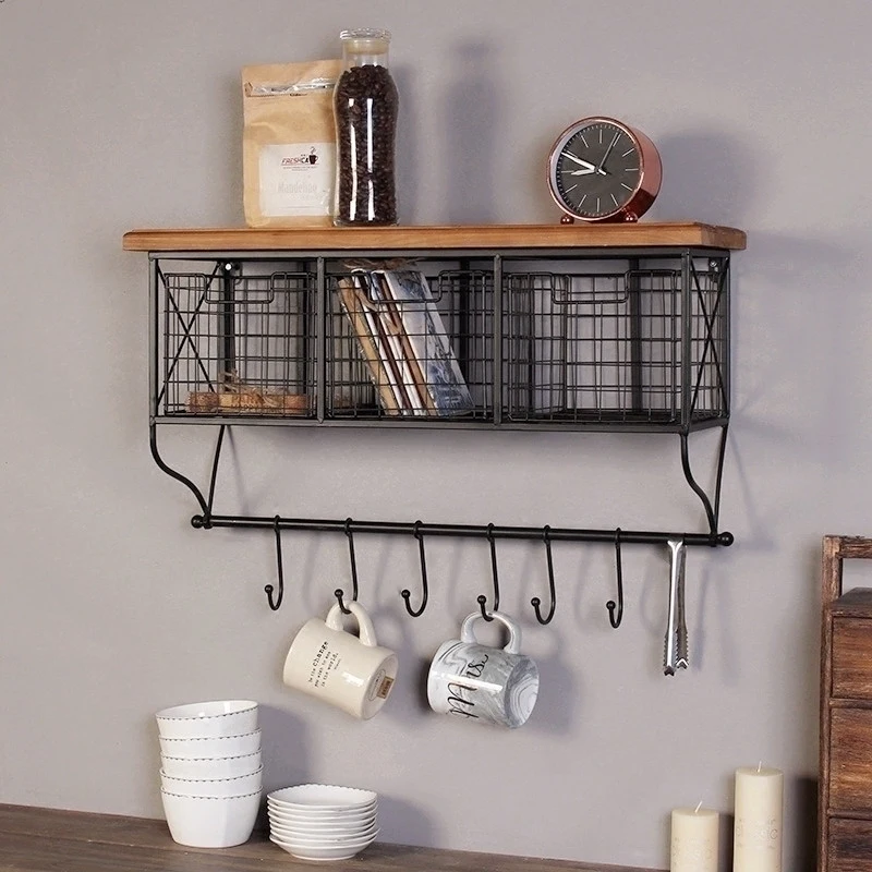 Американская Ретро промышленная сетка для украшения стен, вешалка для кафе, офиса, дома, настенная вешалка