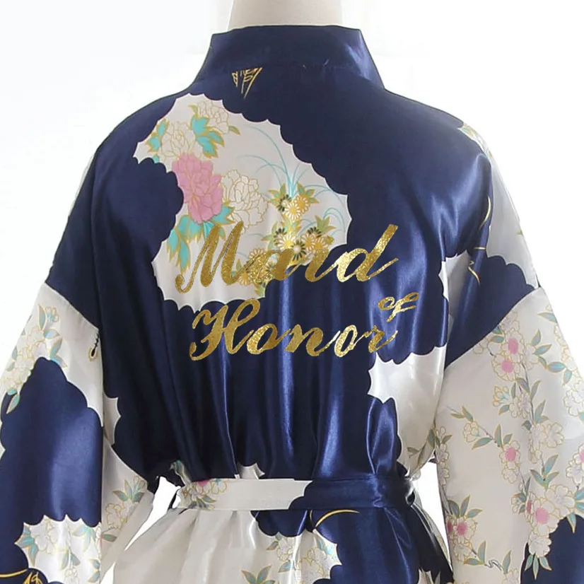 Новинка женский халат с надписью Maid of honor длинное кимоно для невесты подружки