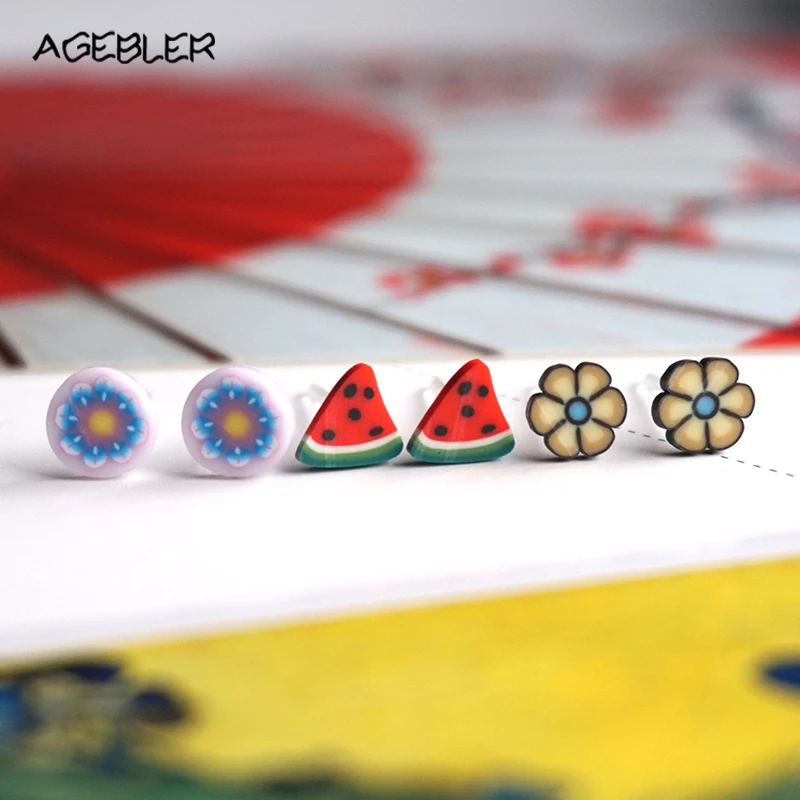 Милые детские украшения серьги-гвоздики в виде арбуза для женщин и девушек милые