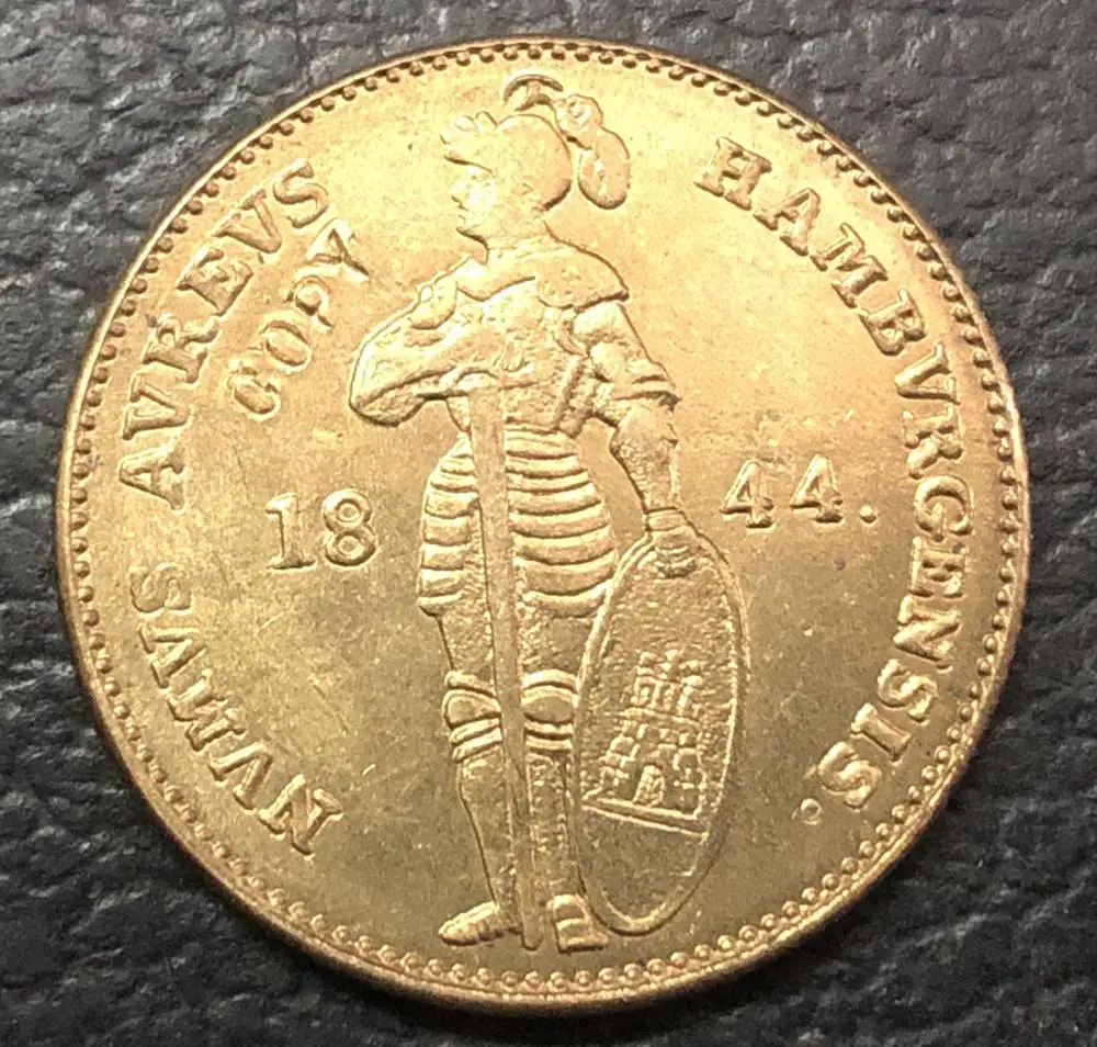1844 Германия бесплатно Ганзейский город Гамбург 1 Dukat Золотая копия