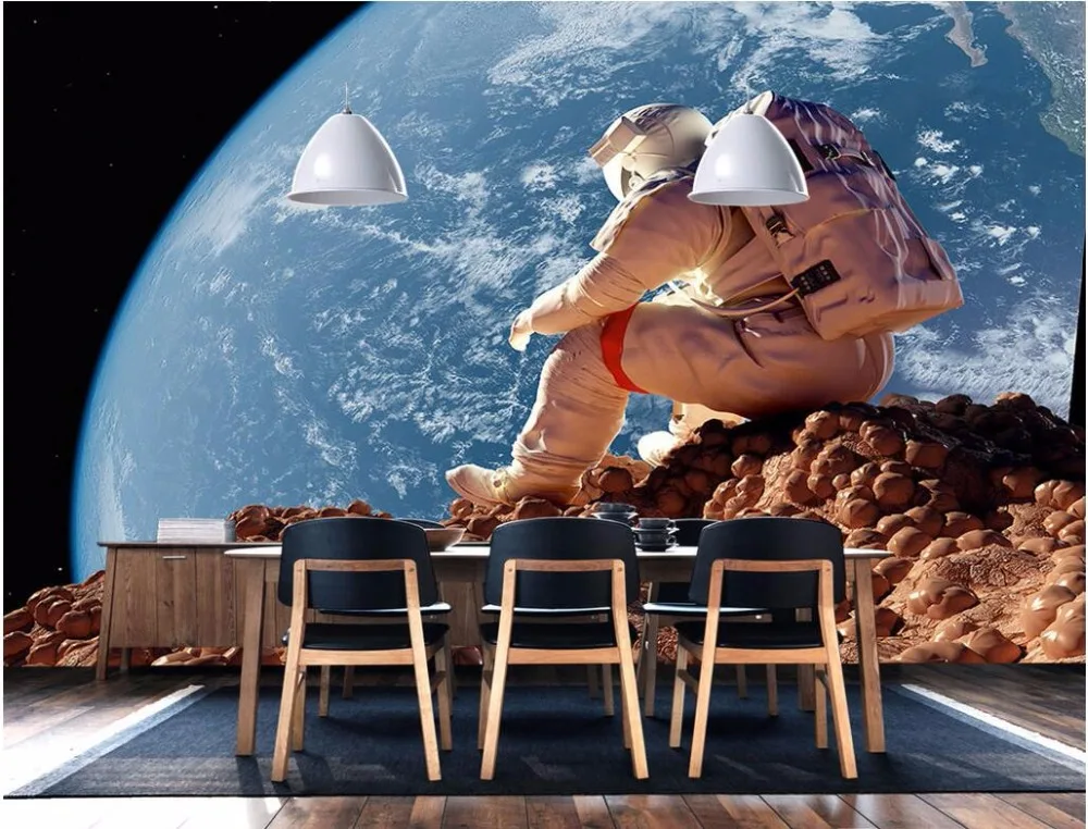 Пользовательские настенные 3d обои астронавтов на moon просмотра земли Настенный