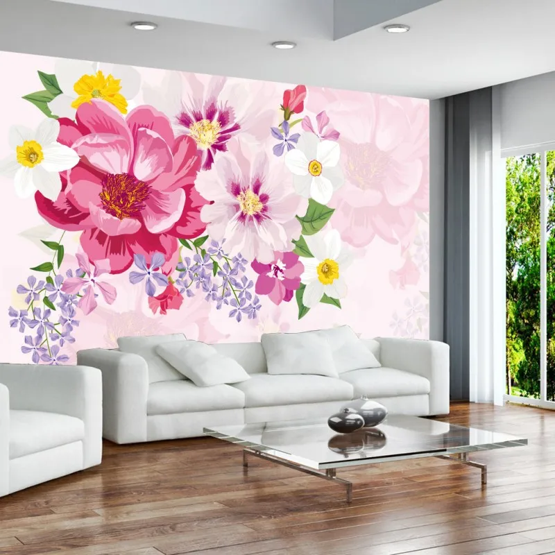 

photo wallpaper Modern hand painted floral pastoral mural living room mural TV background wall bedroom hotel custom wallpaper