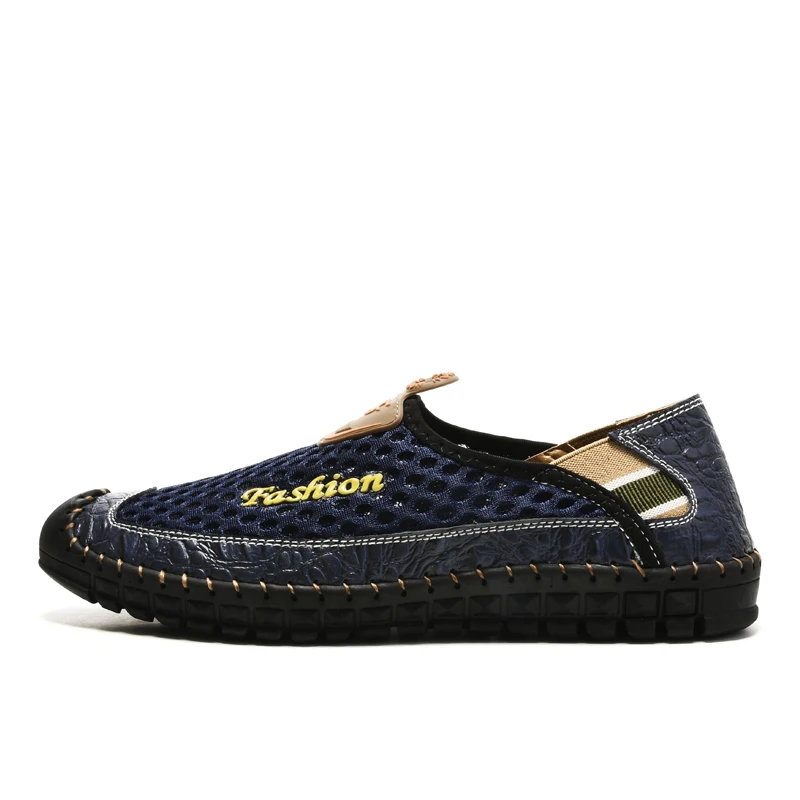 SUROM Summer New Casual Shoes Men Sneakers Breathable Leather Mesh Fashion Driving Comfortable Soft Hand Made Loafers | Обувь