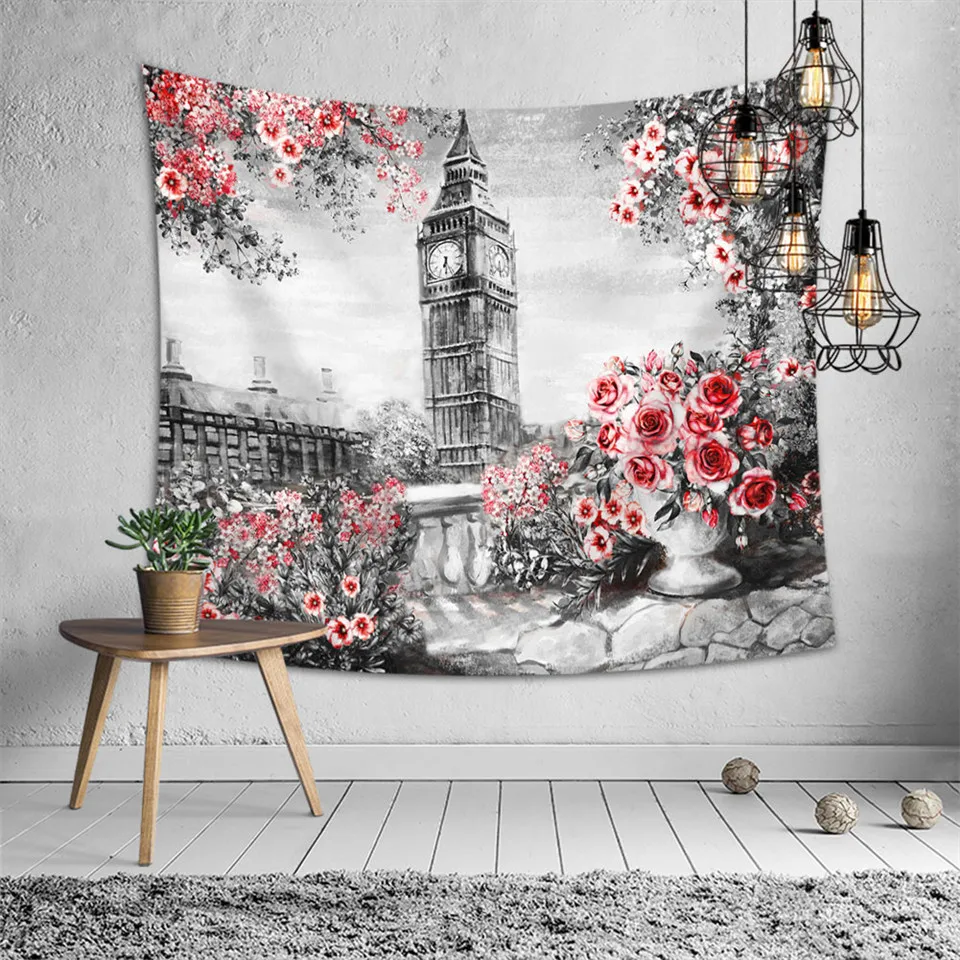 SOFTBATFY Tower Tapestry Headboard Castle Wall Hanging Bedspread Dorm Home Decor | Дом и сад