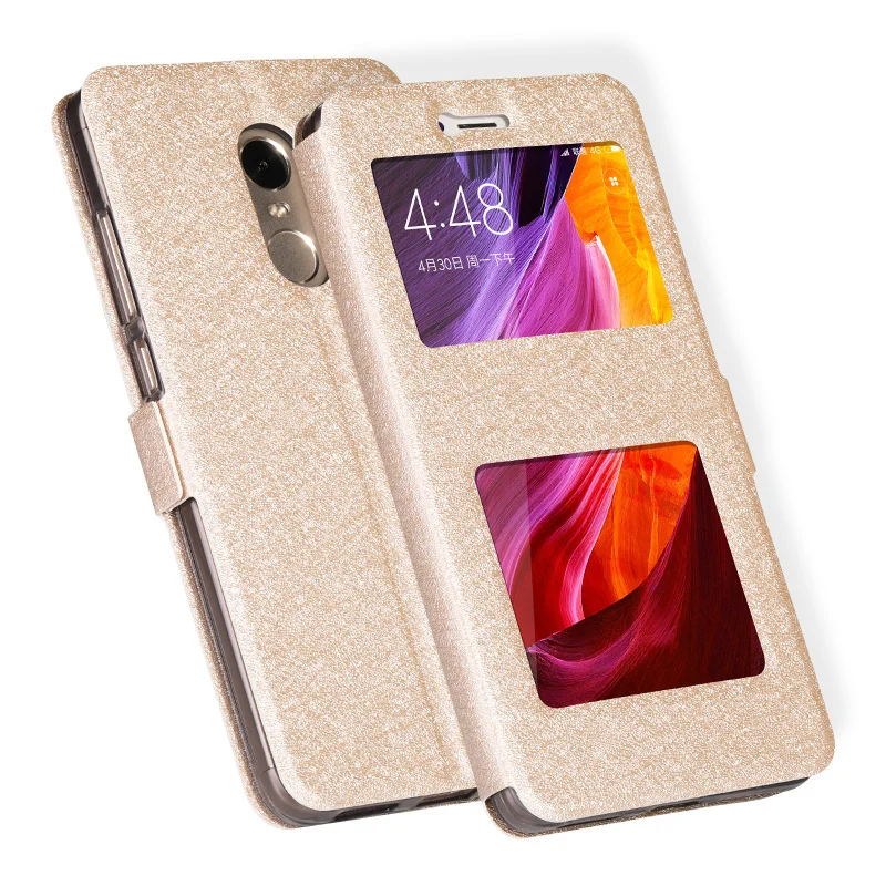 Ультратонкий Флип кейс с окошком и подставкой для Xiaomi Redmi 4 Pro 4A 4X 5 Note 2 3 5A S2 Y2 6 6A 7