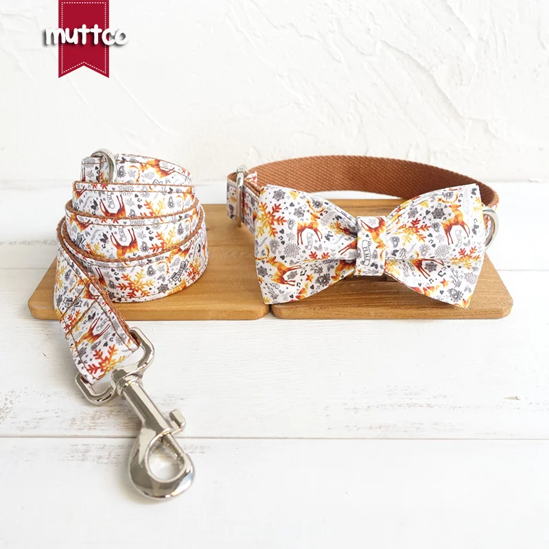 MUTTCO розничная продажа модный поводок для собак ручной работы Золотое Рождество 5