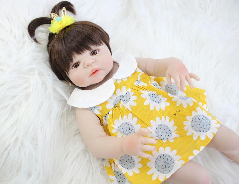 

55cm Full Silicone Body Reborn Baby Doll Toy Vinyl Newborn Princess Toddler Babies Birthday Gift Girl Bonecas Bebe Bathe Toy