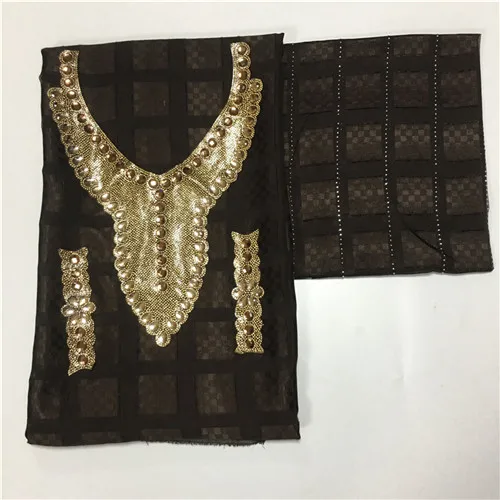 High quality silk fabric for lady dress embroidered george silk fabric African metallic silk fabric 114cm/8mm 5+2 yards 12L06283 - Цвет: same as picture5
