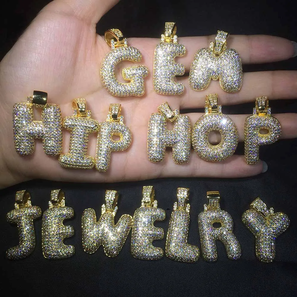 Хип-хоп Кубинский Цепочка A-Z с именем под заказ Bling CZ ожерелье надписью Charm для