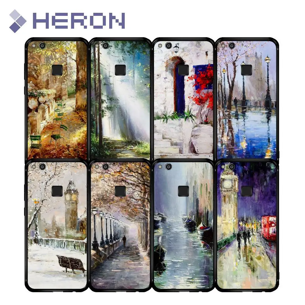 Super Thin Soft Black Matt Case For Huawei p10 lite Street View 24 Patterned TPU Back Cover Anti Finger Print |