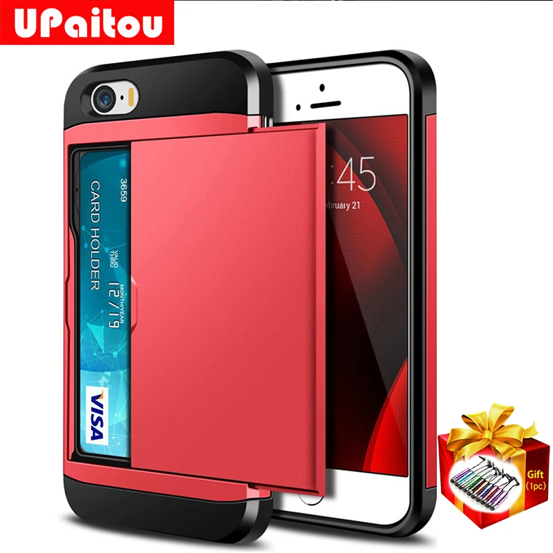 UPaitou Гибридный Броня чехол для iPhone 5 5S SE чехол-портмоне держатель ударопрочный