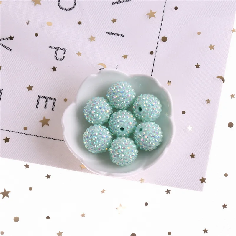 Baby Blue AB 20 мм AB горный хрусталь массивные бусины набор из 10, Смола горный хрусталь бусины, массивная жевательная резинка ожерелье поставки-25 цветов выбор - Цвет: Baby Blue AB