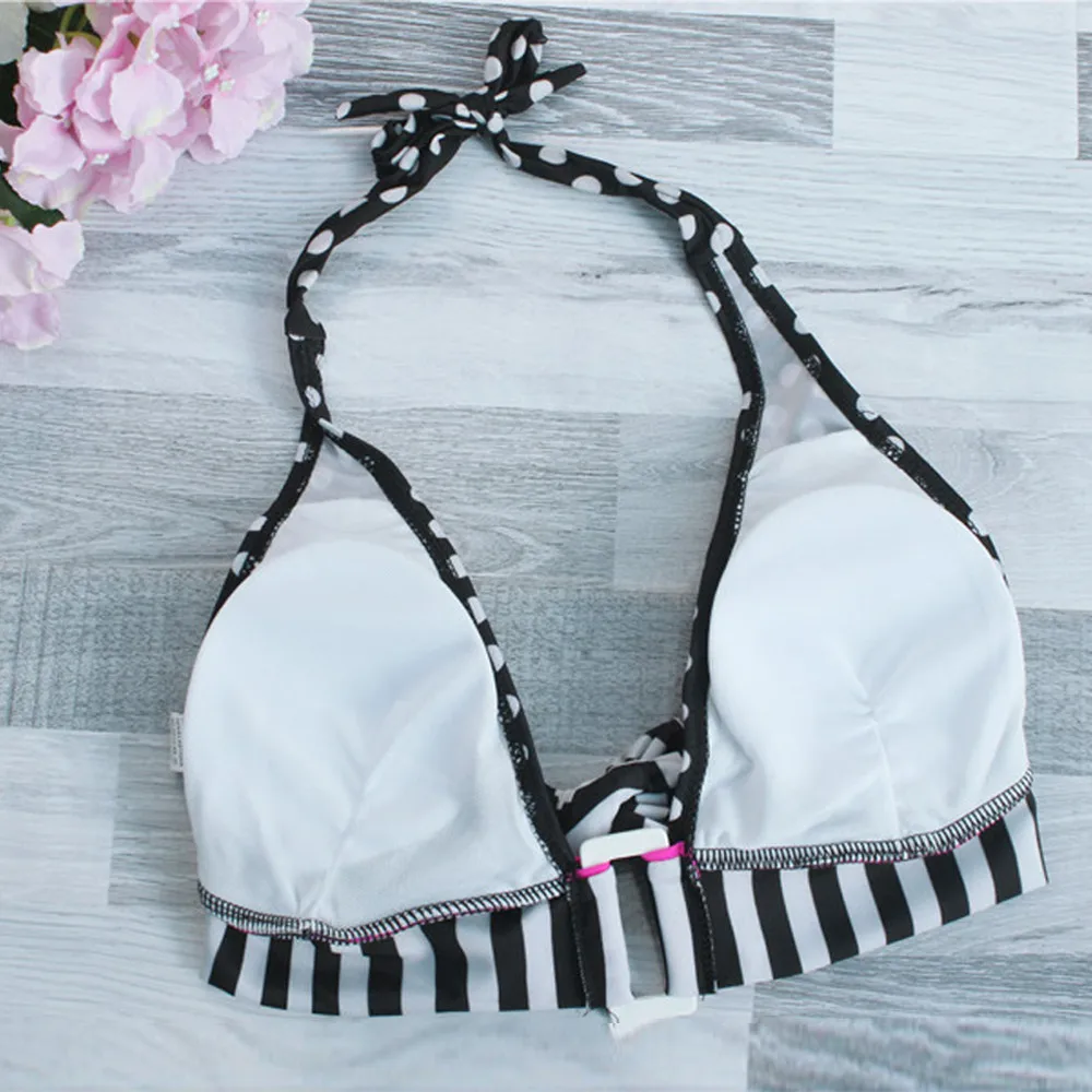 Женский купальник SAGACE бикини в полоску с пуш апом и подкладкой модный бандажный