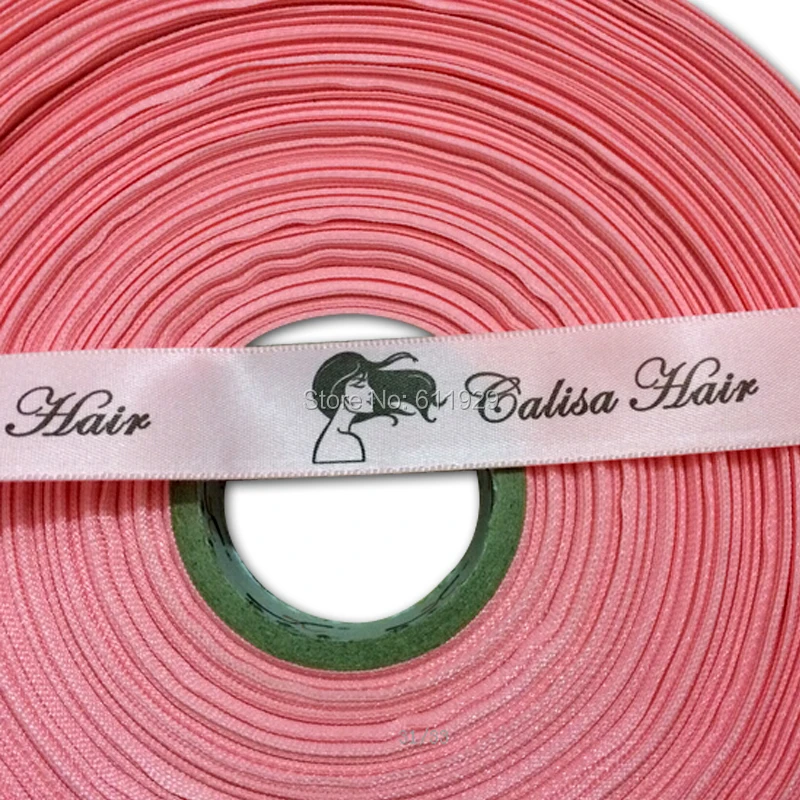 

customized women hair extension ribbon printing/printed satin ribbon/silk tape/custom hair labels tags hang tag 100 yards a lot