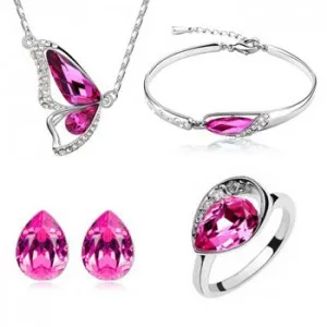 Женский ювелирный комплект из колье и серёг гвоздиков с кристаллами|wedding jewelry