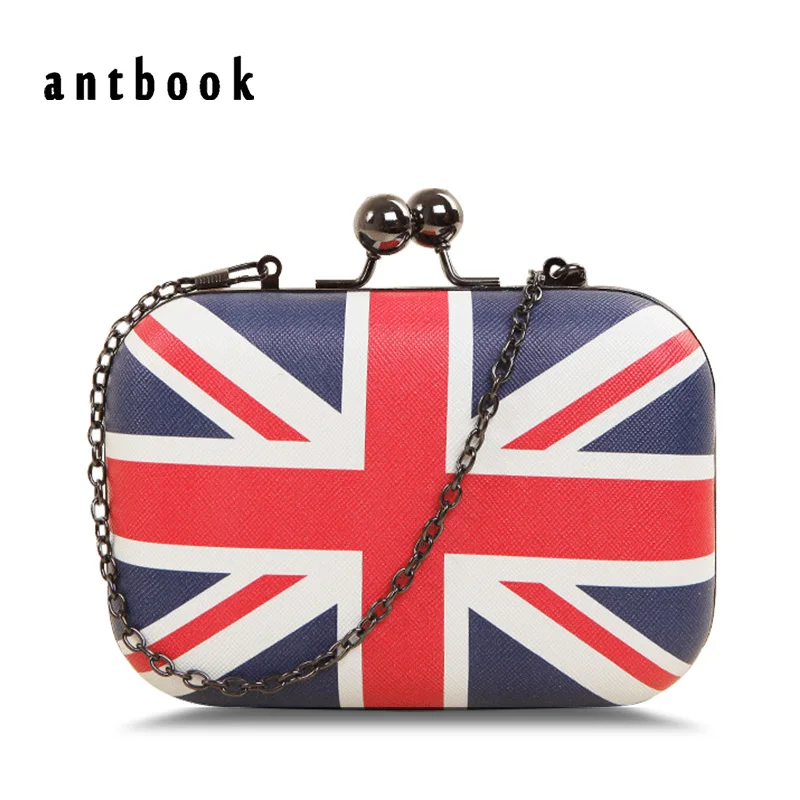 Бесплатная доставка новинка 2017 Модный женский клатч с принтом флага