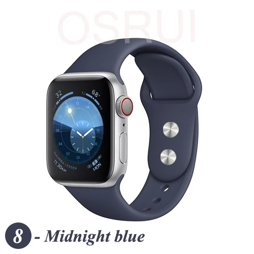 8- Midnight Blue Спортивный силиконовый ремешок для apple watch band 4 44 мм 40 мм iwatch band 42 мм 38 мм ремень для браслета apple watch series 5 4 3 2 аксессуары - Цвет ремешка: 8- Midnight Blue